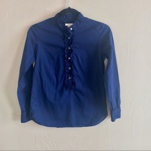 JCrew Ruffle 1/4 Button Front Top